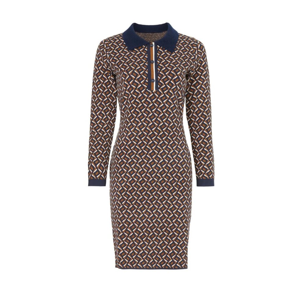 Diane Von Furstenberg XS Milena LongSleeve Polo Sheath Dress, Viscose Knit Blend